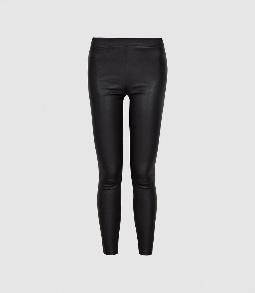 Valerie - Leather Ponte Leggings in Black, Womens, Size 6