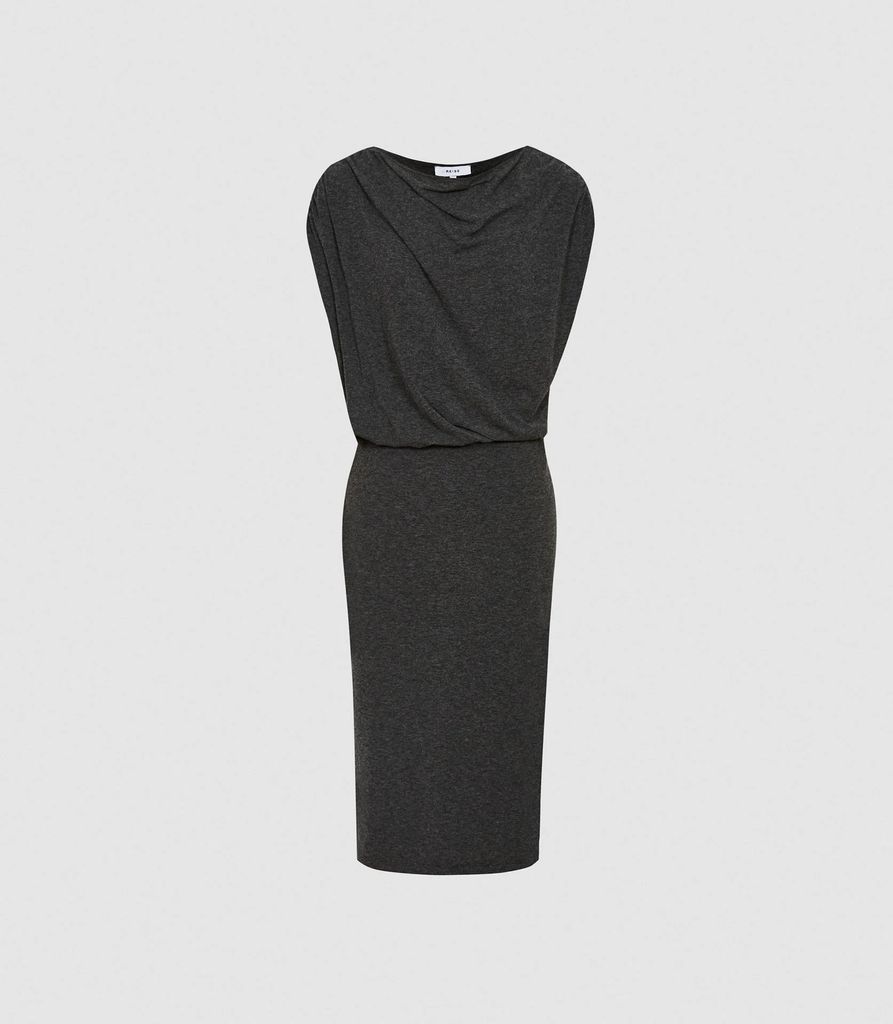 Evelyn - Jersey Drape Dress in Charcoal, Womens, Size 4