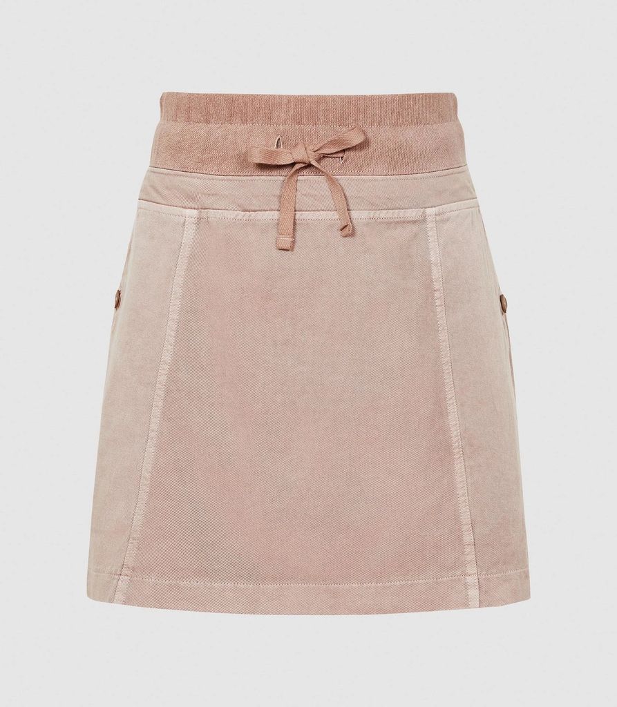 Mara - Cotton Blend Jersey Mini Skirt in Blush, Womens, Size 4