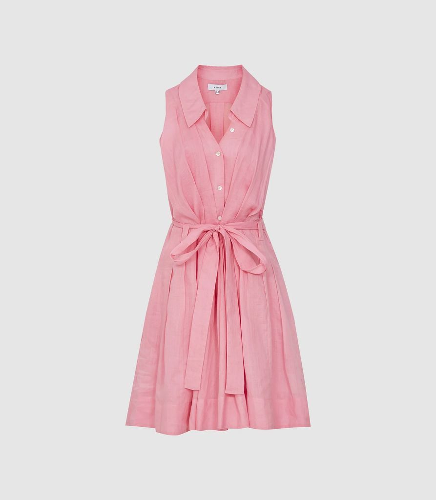 Carlotta - Button Through Mini Dress in Pink, Womens, Size 4