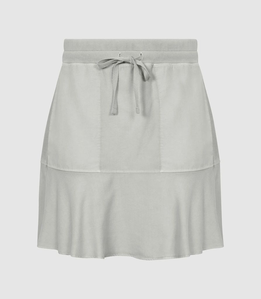 Kara - Fabric Mix Mini Skirt in Pale Green, Womens, Size 4
