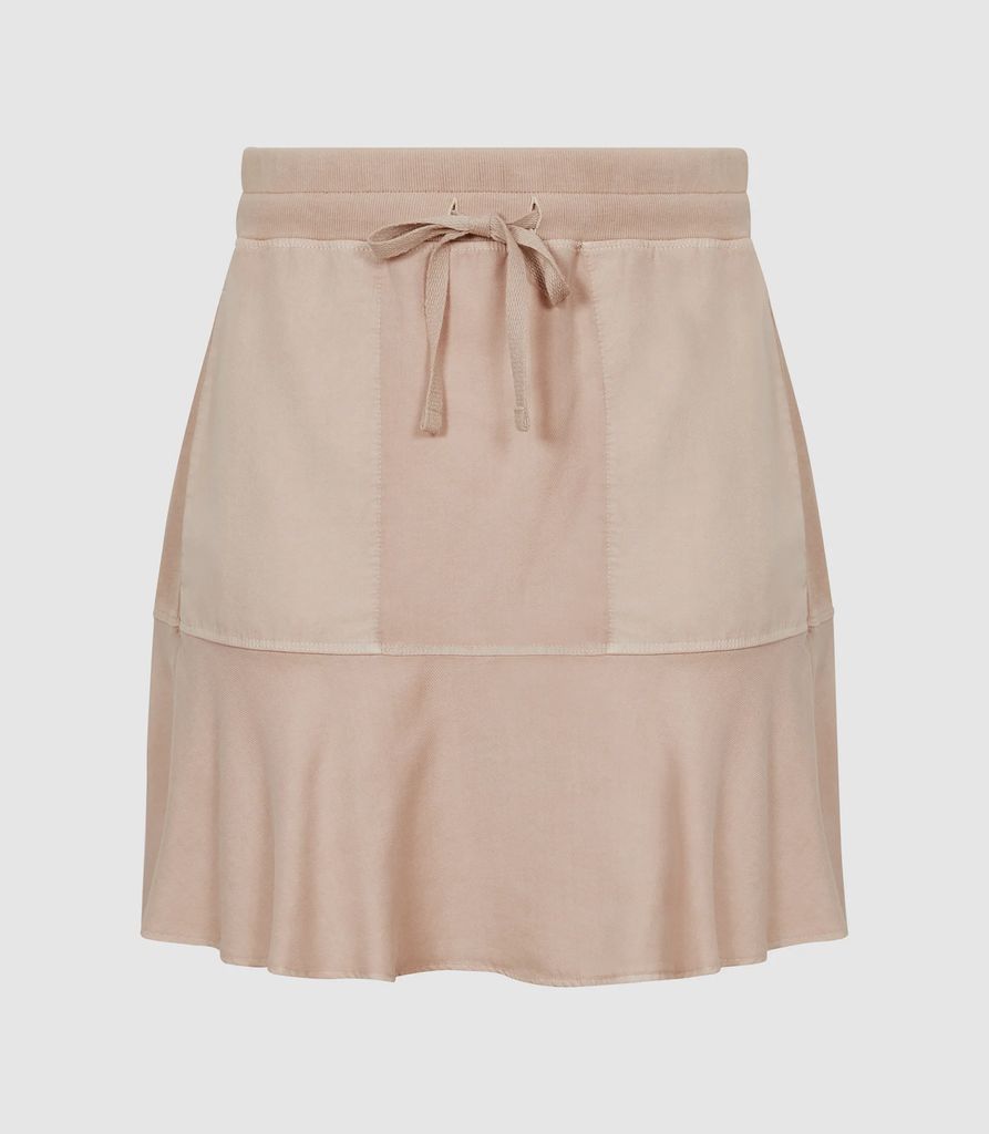 Kara - Fabric Mix Mini Skirt in Camel, Womens, Size 4