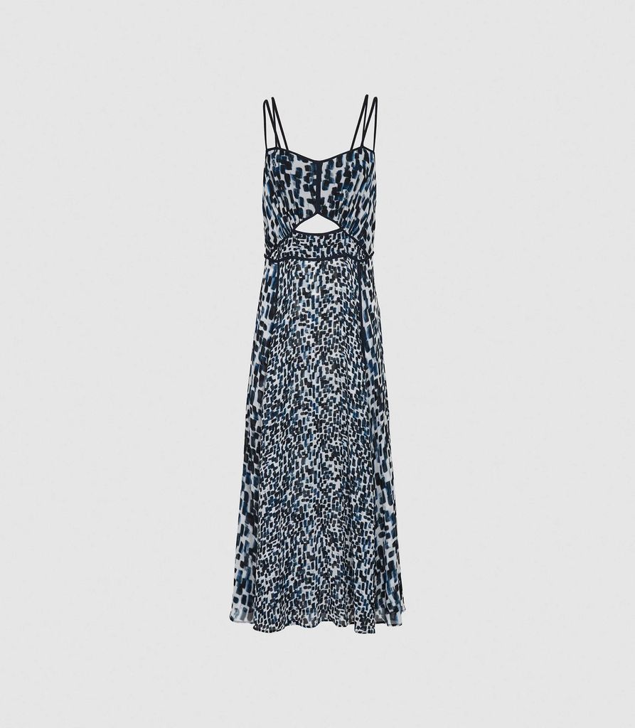 Nerissa - Printed Midi Dress in Blue, Womens, Size 4