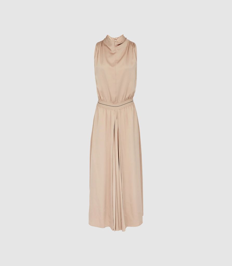 Marca - Satin High Neck Midi Dress in Blush, Womens, Size 4