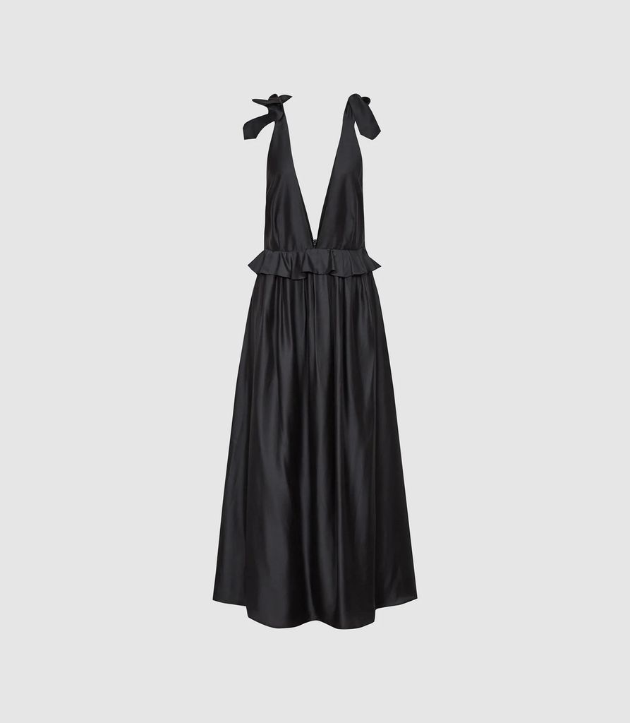 Laura - Silk Blend Midi Dress in Black, Womens, Size 4