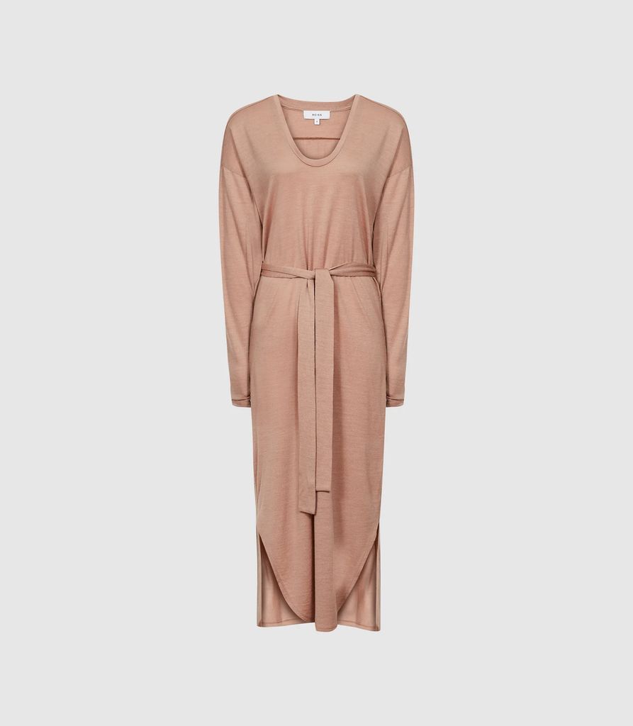 Cleo - Wool Blend Fine Jersey Dress in Blush, Womens, Size XS