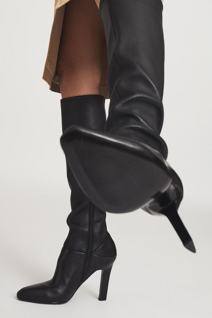 Black Cressida Leather Knee High Boots