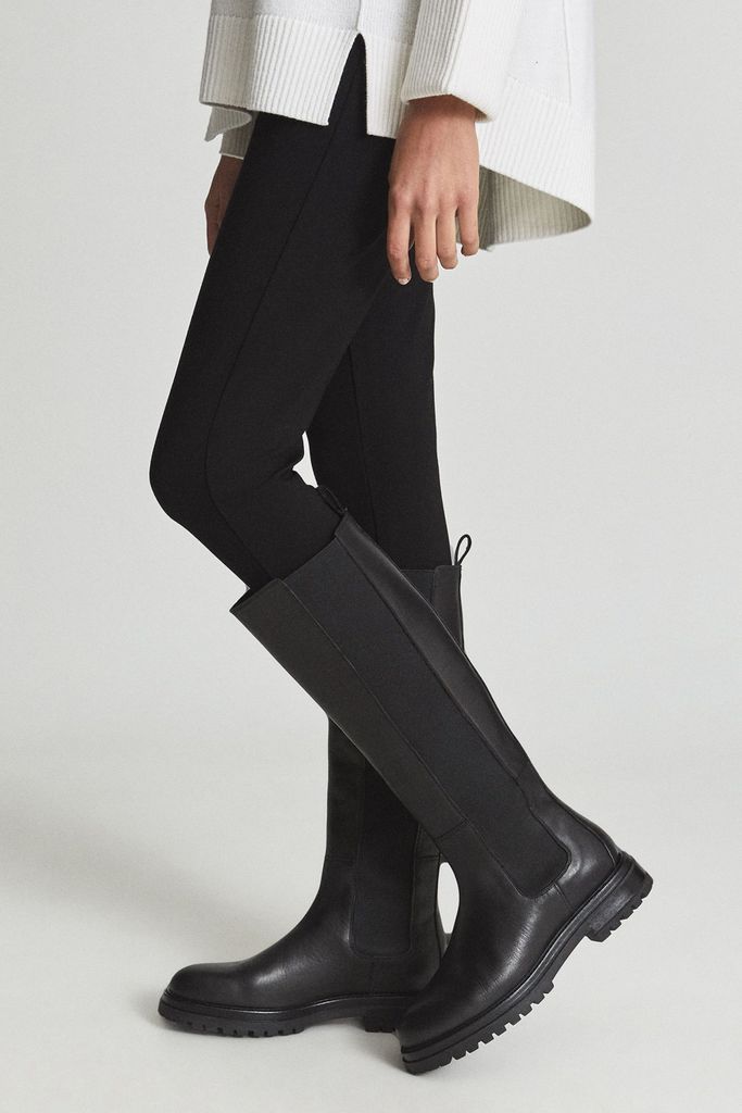Black Thea Knee High Leather Boots