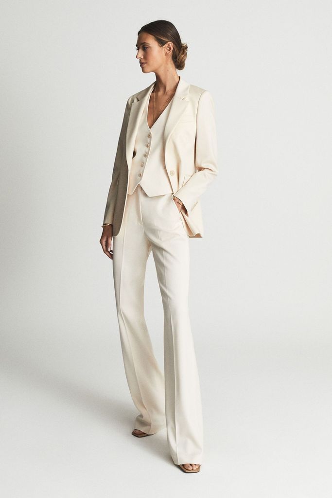 White Luna Petite Premium Single Breasted Suit Blazer
