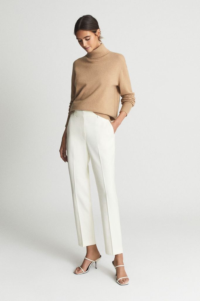 Cream Etna Flared Tailored Trousers