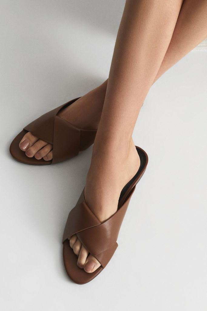 Tan Brooke Flat Nappa Leather Sandals