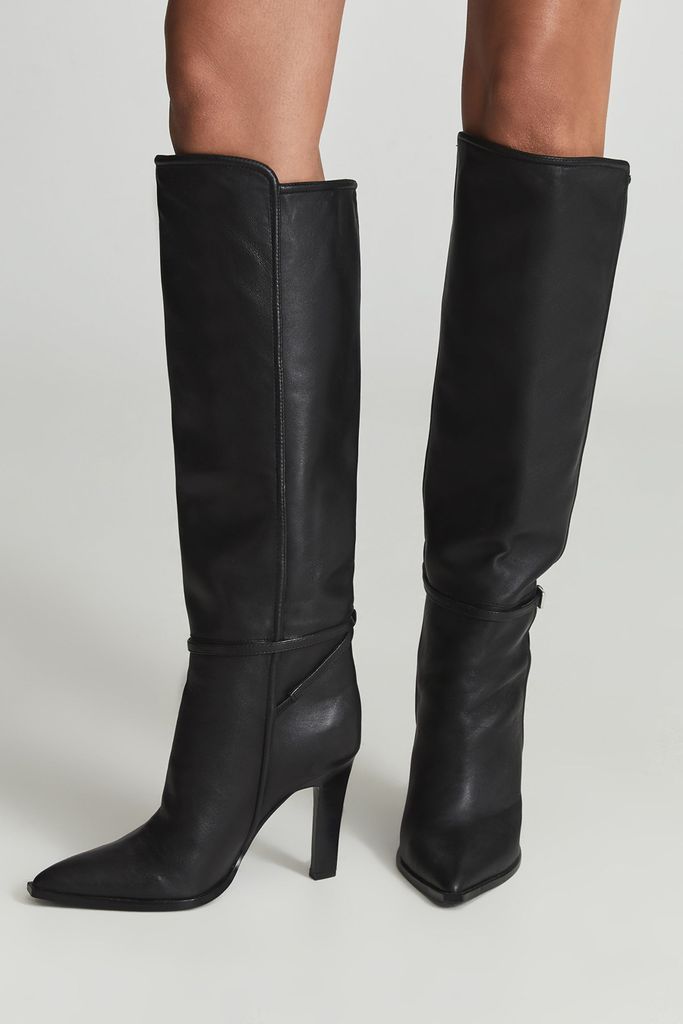 Black Ada Knee High Leather Boots