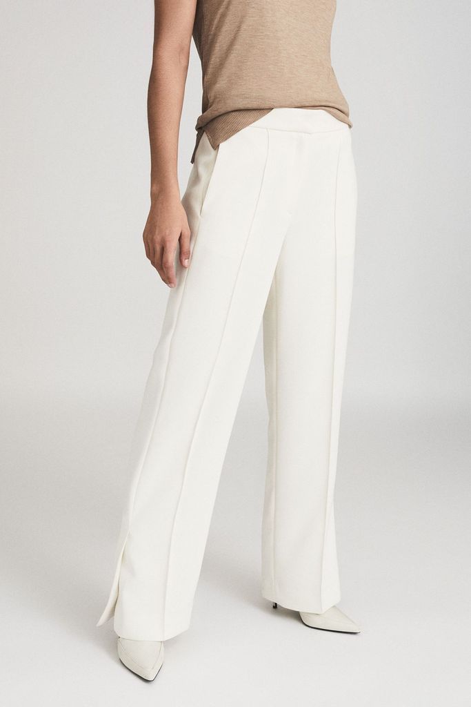 White Leah Wide Leg Tailored Trousers