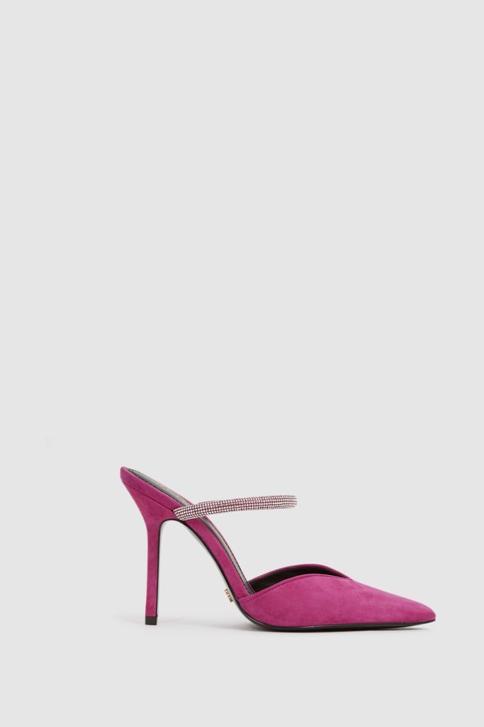 Bright Pink Banbury Embellished Crystal Court Shoes
