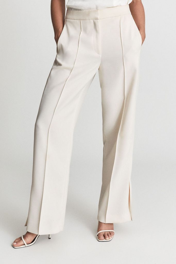 White Leah Regular Wide Leg Tailored Trousers