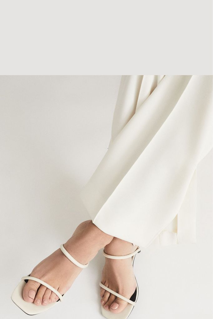 White Magda Leather Strappy Heeled Sandals