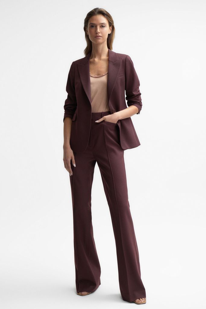 Berry Flora Wool Blend Flared Trousers