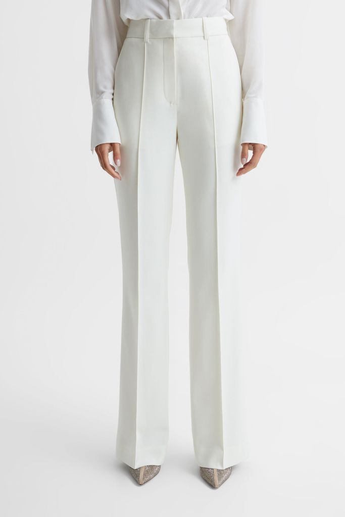 White Taite Petite Flared Tuxedo Trousers