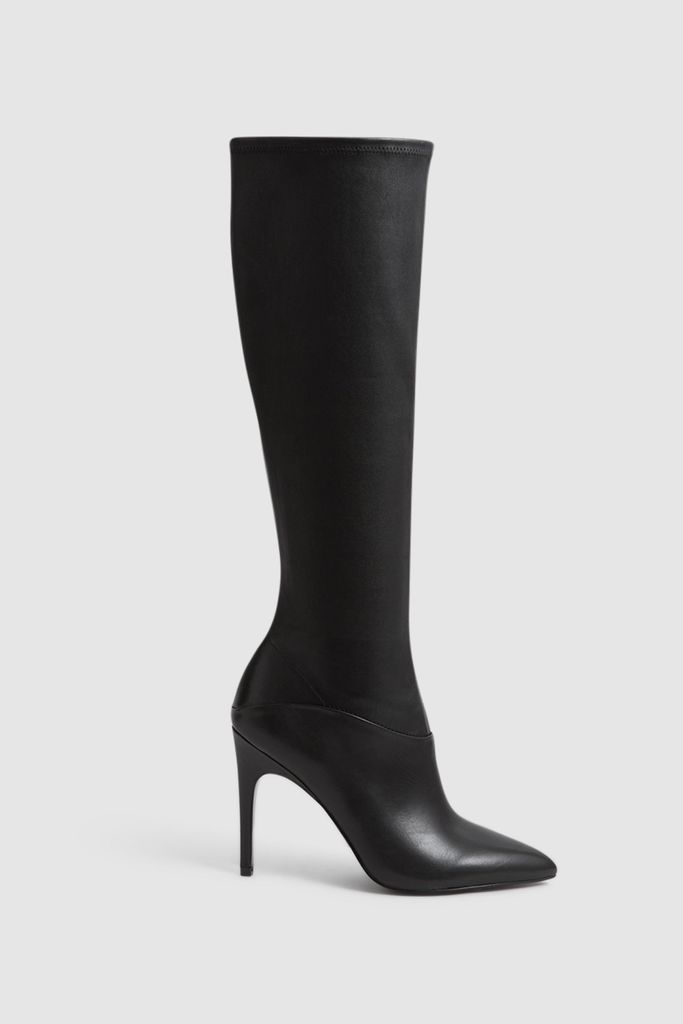 Black Carina Knee High Leather Boots