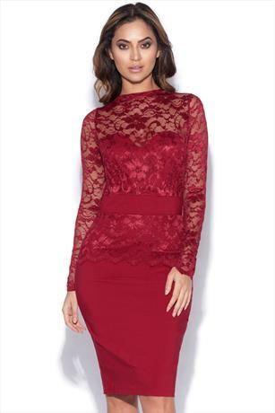 Long Sleeved Lace Bodycon Dress