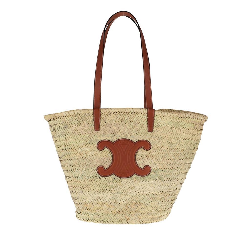 Shopping Bags - Large Triomphe Basket Bag Raffia Tan - beige - Shopping Bags for ladies