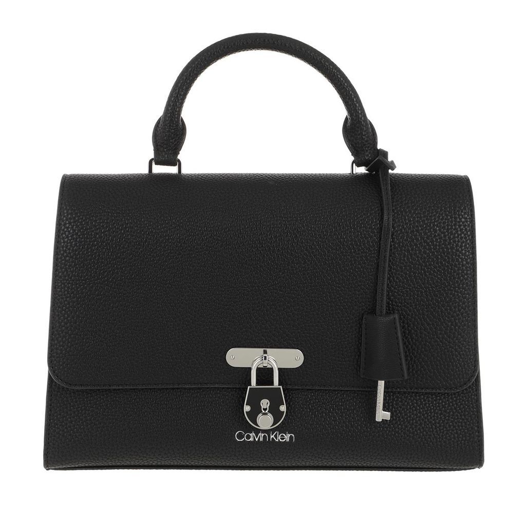 Satchel Bags - Flap Top Handle Medium Black - black - Satchel Bags for ladies