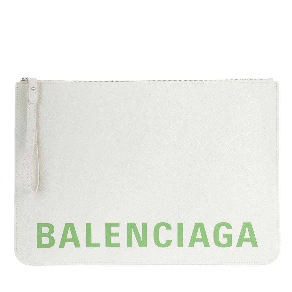 Clutch - Clutch Leather White/Light Green - white - Clutch for ladies