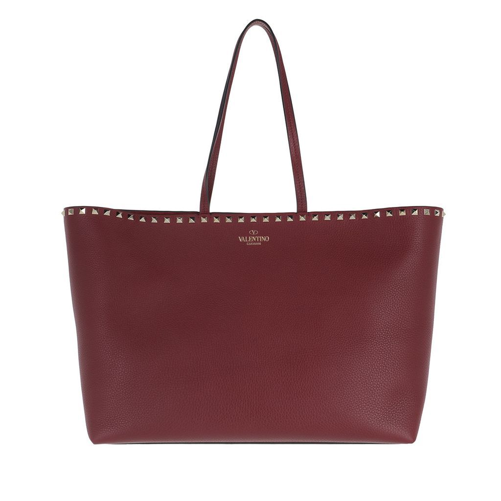 Shopping Bags - Rockstud Shopping Bag Leather Burgundy - red - Shopping Bags for ladies