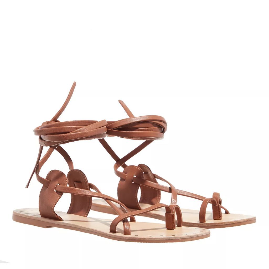 Espadrilles - tie-up leather sandals - brown - Espadrilles for ladies