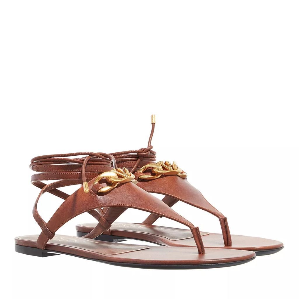 Sandals - V-Logo Chain Thong Flat Sandal - brown - Sandals for ladies
