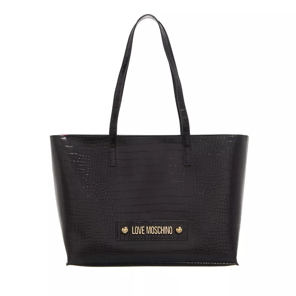 Shopping Bags - Borsa Big Logo Croco Pu - black - Shopping Bags for ladies