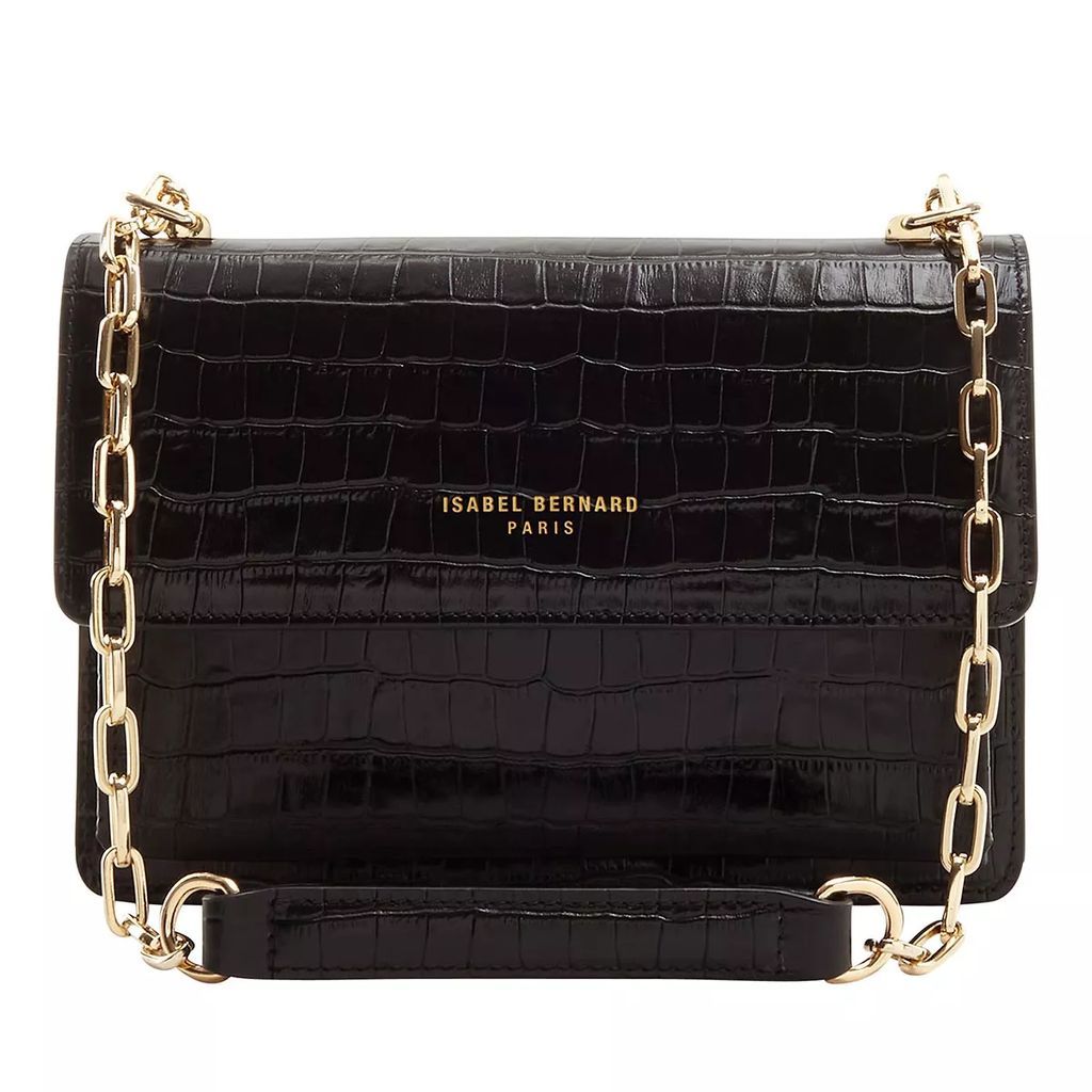 Crossbody Bags - Femme Forte Valerie Croco Black Calfskin Leather S - black - Crossbody Bags for ladies