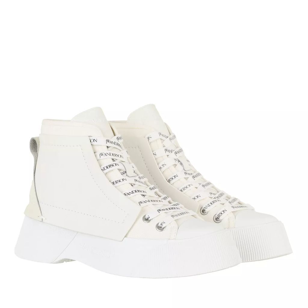 Sneakers - Calf Canvas Sole High-Top Sneakers - white - Sneakers for ladies