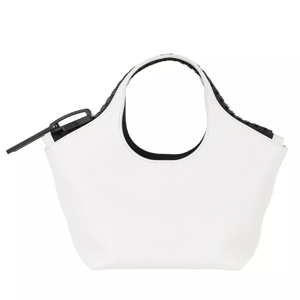 Satchels - Megazip Top Handle Bag Leather - white - Satchels for ladies