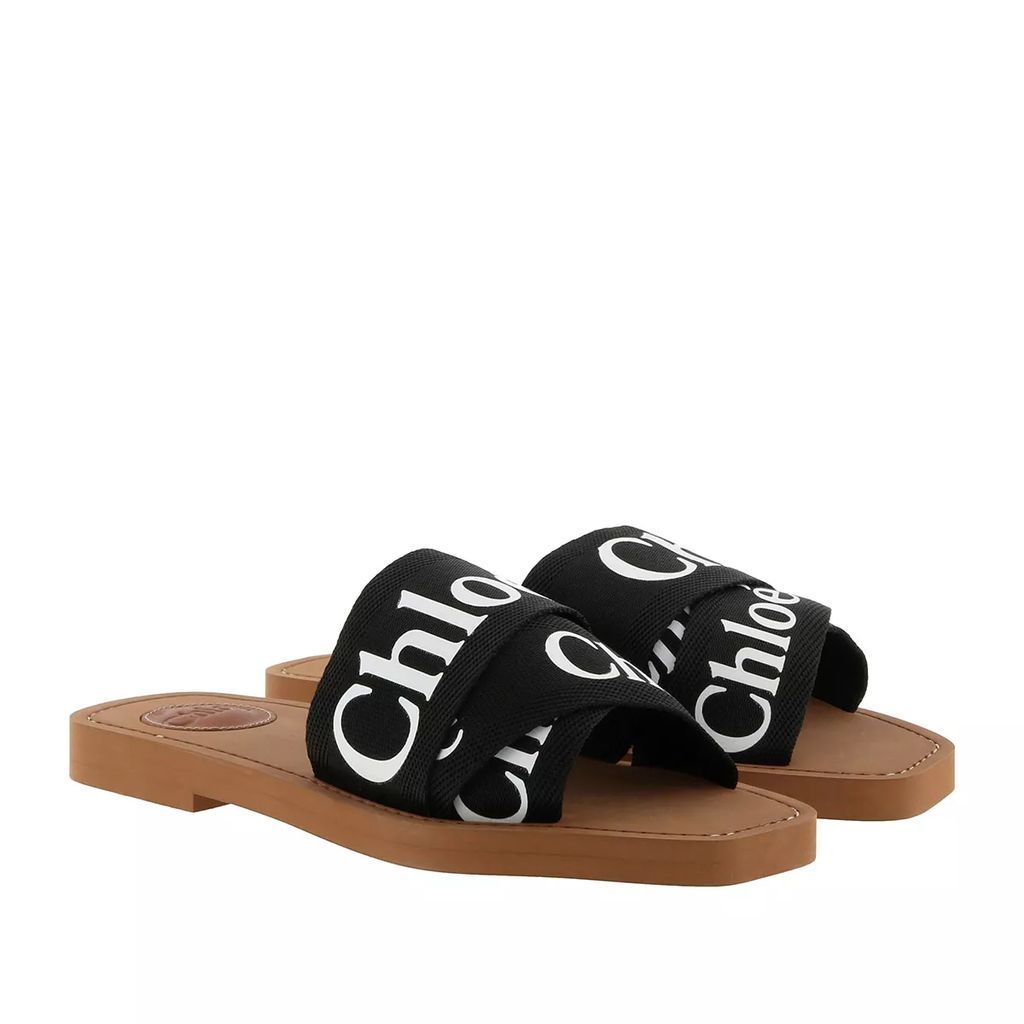 Slipper & Mules - Chloé Canvas Logo Sandals - black - Slipper & Mules for ladies