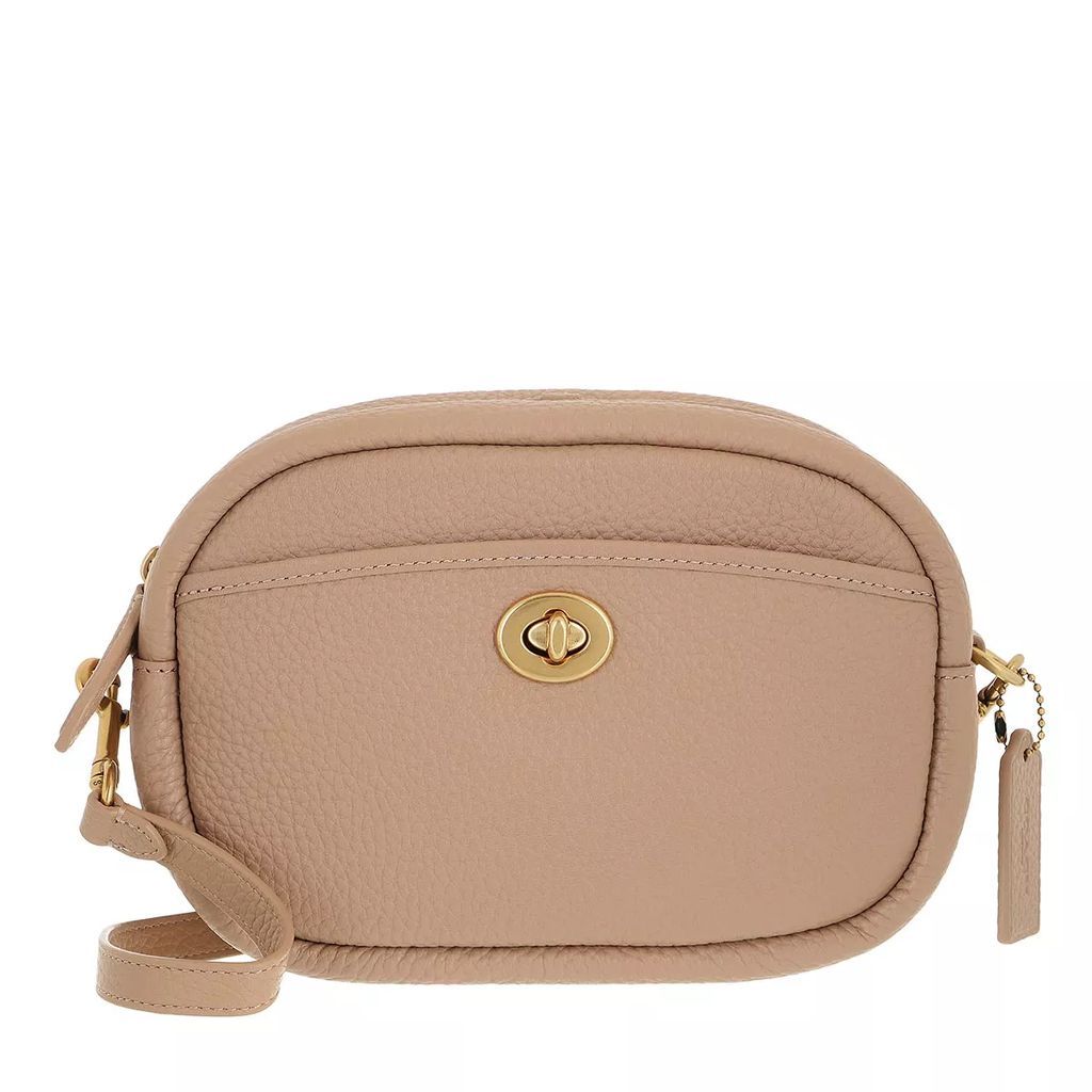 Crossbody Bags - Soft Pebble Leather Camera Bag With Leather Strap - beige - Crossbody Bags for ladies