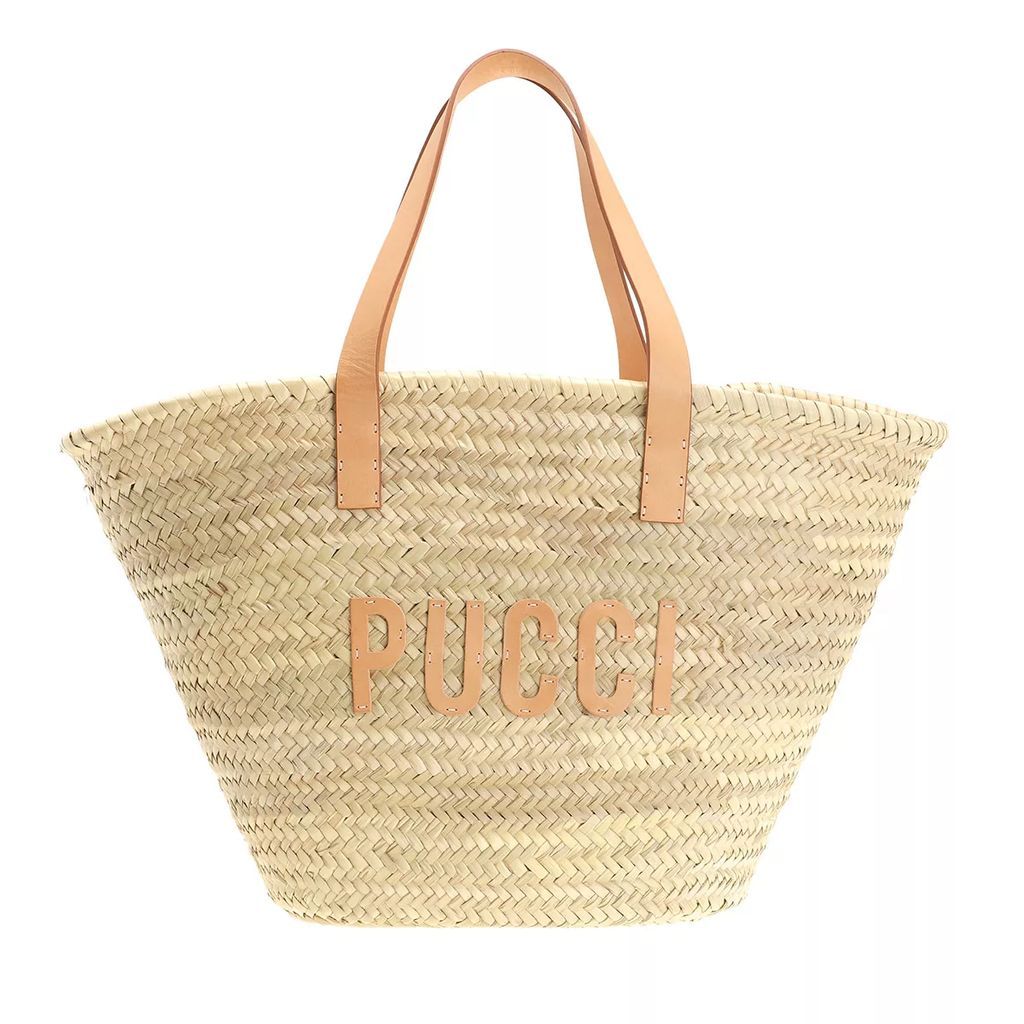 Bucket Bags - Bucket Bag Palm Straw And Techno Twill - beige - Bucket Bags for ladies