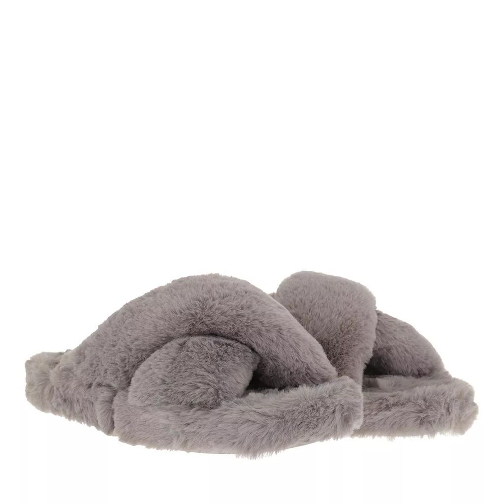 Slipper & Mules - Lopply Faux Fur Cross Over Slipper - grey - Slipper & Mules for ladies