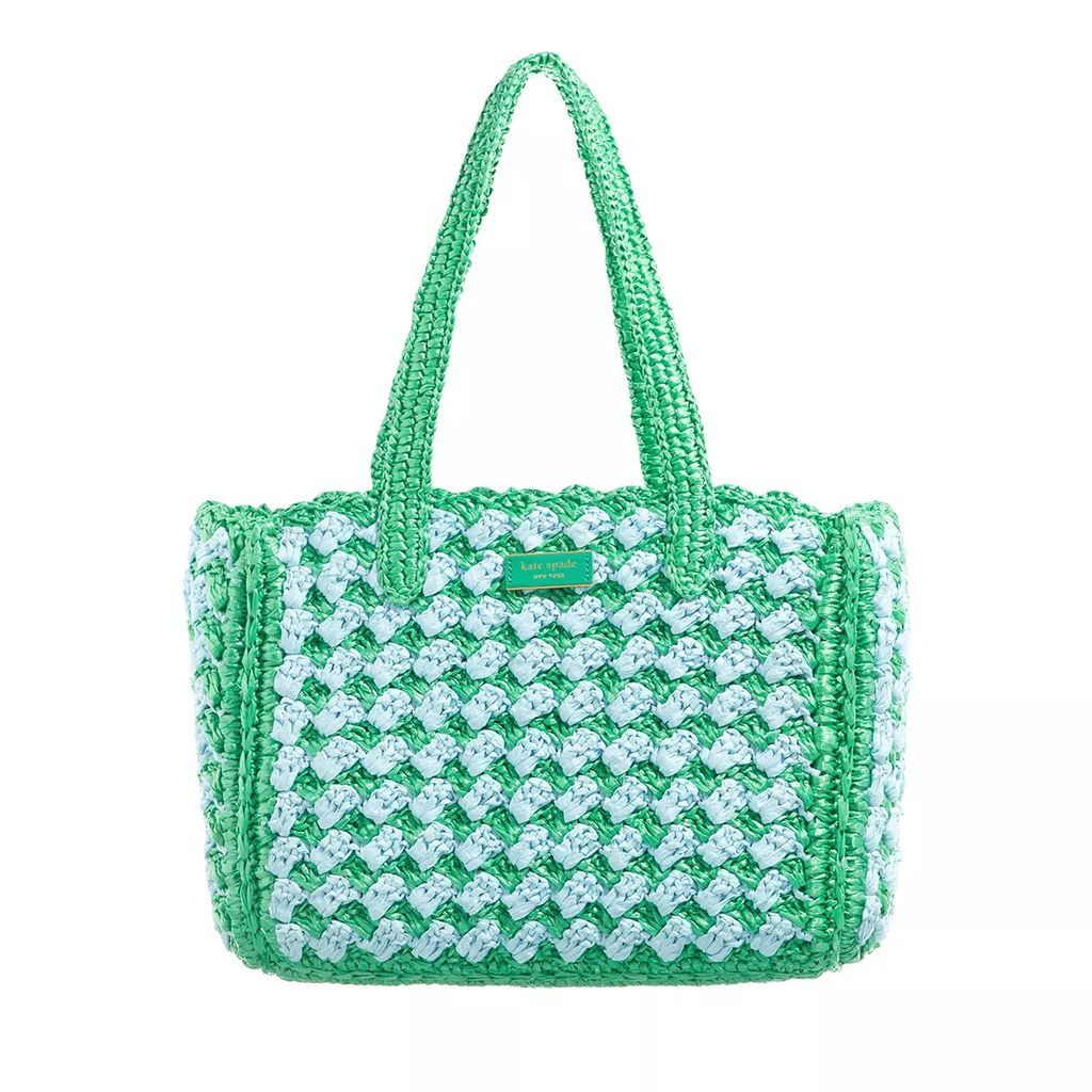 Tote Bags - High Tide Striped Crochet Shopping Bag Raffia - blue - Tote Bags for ladies