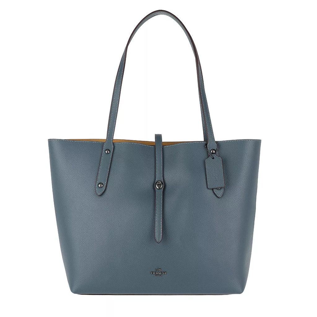 Tote Bags - Pebbled Leather Market Tote - blue - Tote Bags for ladies