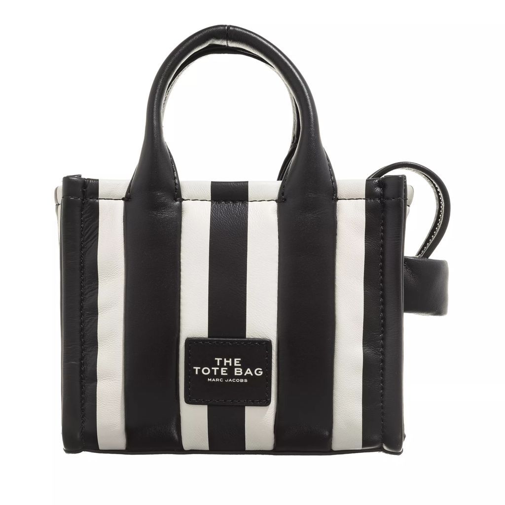 Tote Bags - Vertical Stripe Leather Tote Bag - black - Tote Bags for ladies