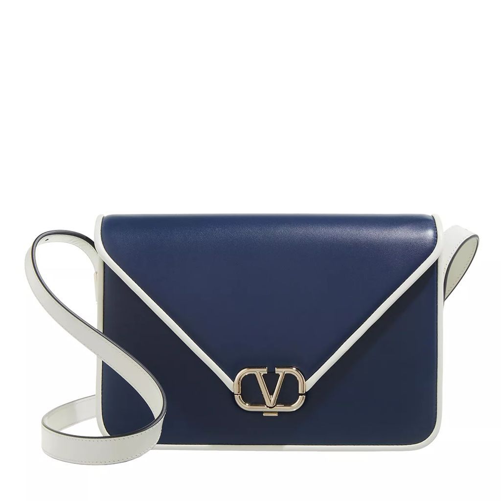 Satchels - Letter Shoulder Bag Leather - blue - Satchels for ladies