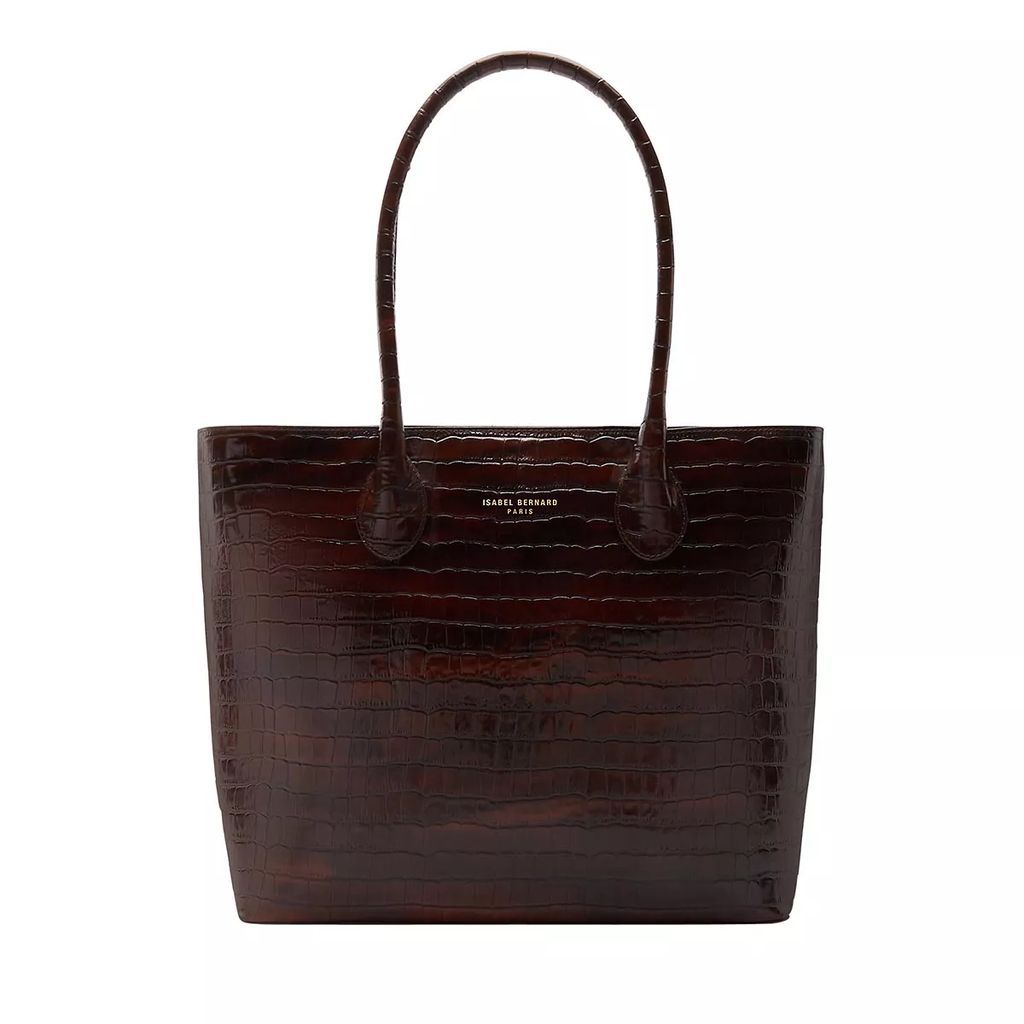 Shopping Bags - Honoré Lysanne Croco Brown Calfskin Leather Should - brown - Shopping Bags for ladies