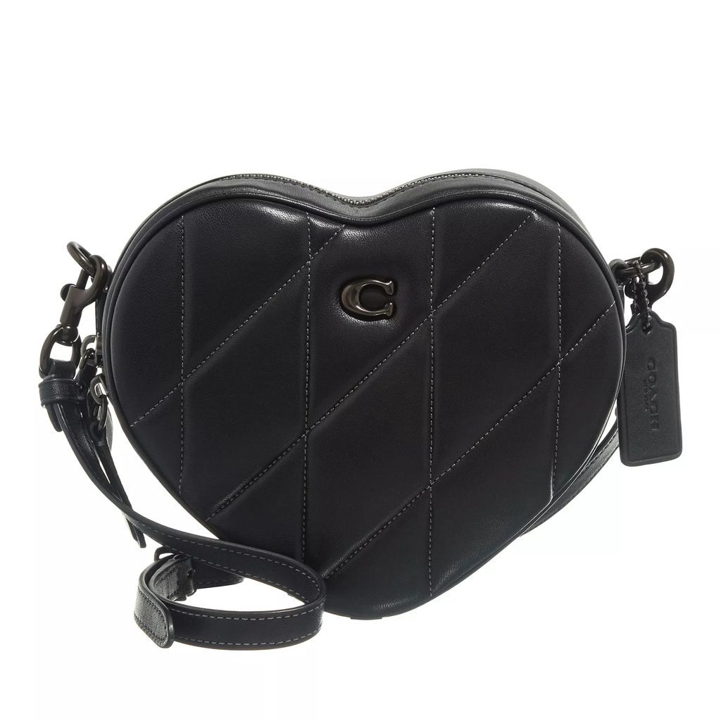 Crossbody Bags - Quilted Leather Heart Crossbody - black - Crossbody Bags for ladies