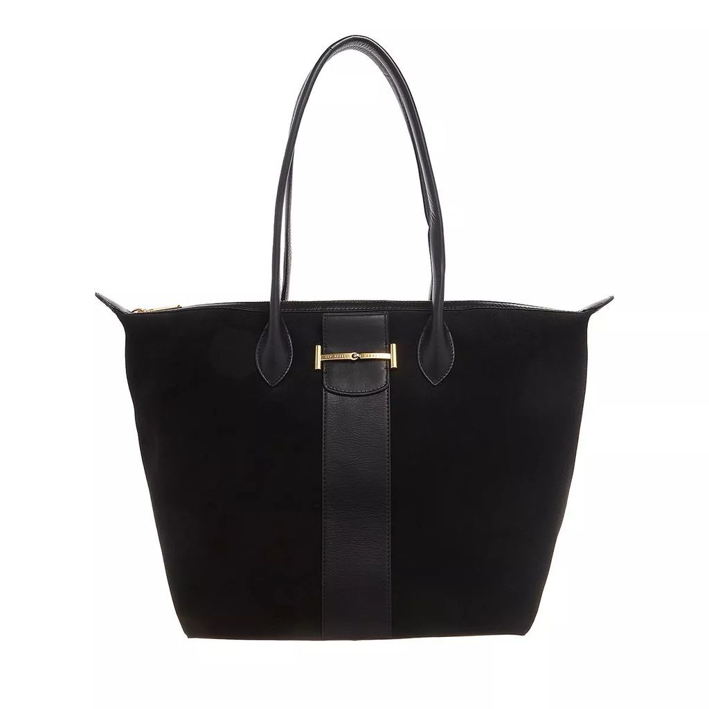 Shopping Bags - Edala Suede Equestrian Tote Bag - black - Shopping Bags for ladies