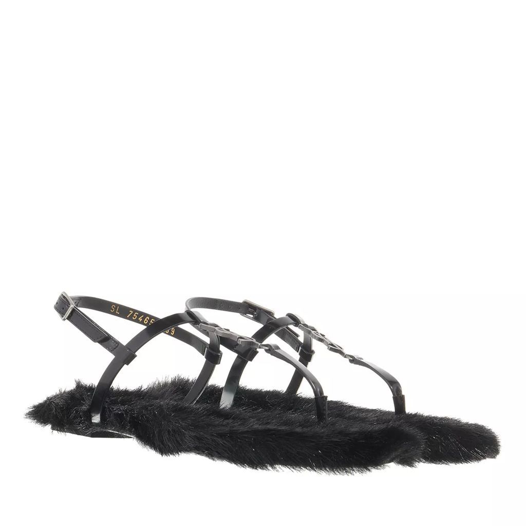 Sandals - Flat Leather Sole Cassandra Sandals - black - Sandals for ladies