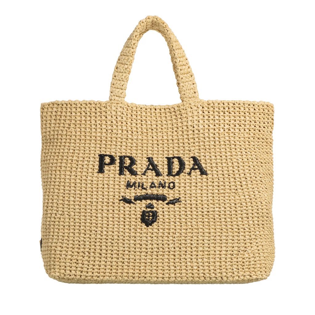 Tote Bags - Open Double Handle With Contrasting Logo Inlay - beige - Tote Bags for ladies