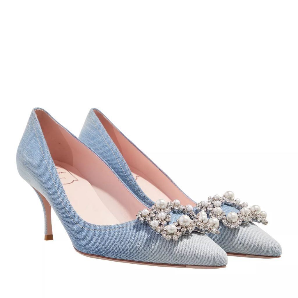 Pumps & High Heels - Flower Strass Pearl Pumps In Denim - blue - Pumps & High Heels for ladies