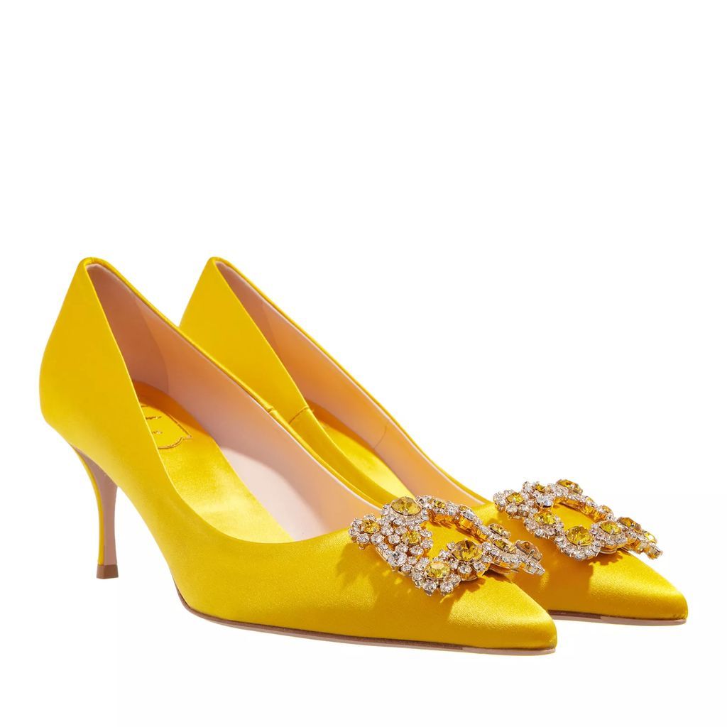 Pumps & High Heels - Pumps With Flower Buckle Satin - yellow - Pumps & High Heels for ladies