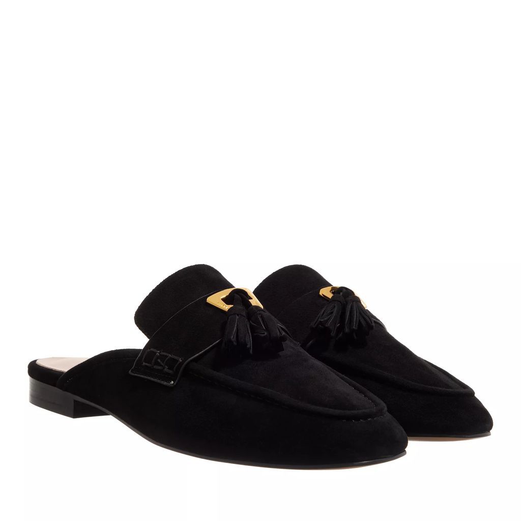Slipper & Mules - Loafer Open Back Suede Leather - black - Slipper & Mules for ladies